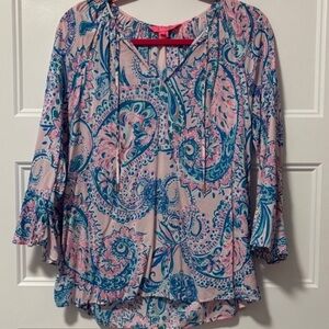 Lilly Pulitzer Willa Top Lilly Pulitzer Flounce Tangerine Dream